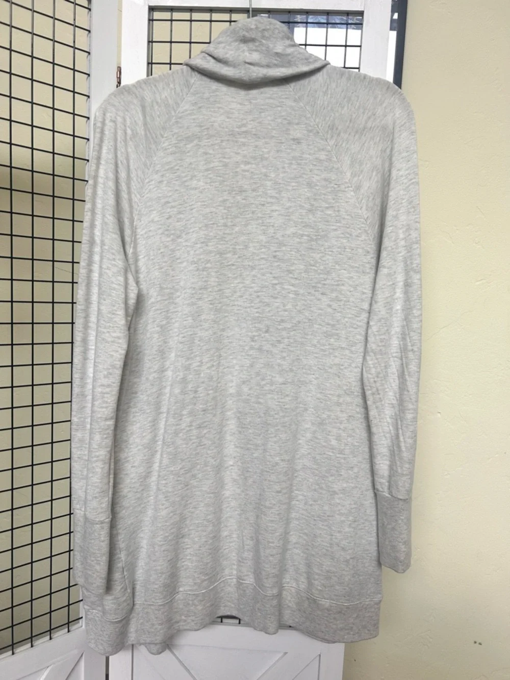 Athleta Light Heather Gray Draped Open-Front Cardigan - Picture 7 of 11